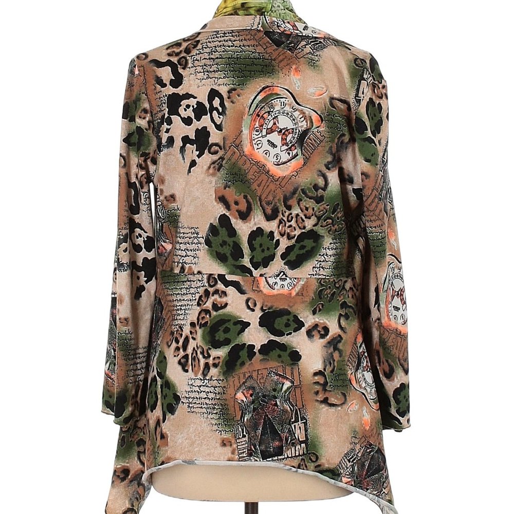 Jerry T New York Open-Front Mixed Media Boho Cardigan Size L Vintage 90s Style - Picture 3 of 4